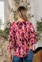 Load image into Gallery viewer, Sew In Love Full Size Printed V-Neck Blouse with Sleeve Knot
