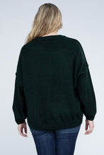 Load image into Gallery viewer, ZENANA Plus Oversized Round Neck Raw Seam Melange Sweater