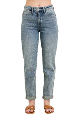  Hw Vintage Wash Double Roll Cuff Bf Jeans Front