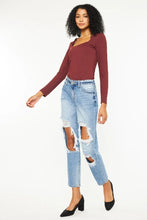 Load image into Gallery viewer, High Rise Distressed Boyfriend Jeans Side