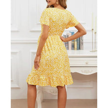 Load image into Gallery viewer, Maternity Dress Midi Ruffle V-Neck Flowy Smocked, Small, 22L-198D003