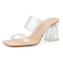 Load image into Gallery viewer, Clear Heeled Sandals Transparent Two Strap Square Toe, SIZE 10, SL2-170S002