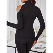 Load image into Gallery viewer, Cold Shoulder Sweater High Neck Long Sleeve Pullover, Large, 10H-189T002