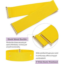 Load image into Gallery viewer, 3" Extra Wide Vintage Elastic Waistband Gold Buckle Belt, 3G185Belt002