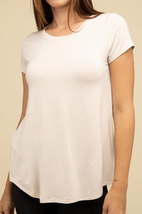 ZENANA Round Hem Rayon Short Sleeve Top