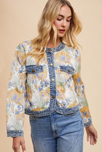 Load image into Gallery viewer, Annie Wear Floral Jacquard Denim Contrast Button Down Jacket