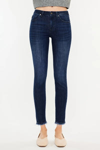 High-Rise Slim Fit Raw Hem Ankle  Jeans Front
