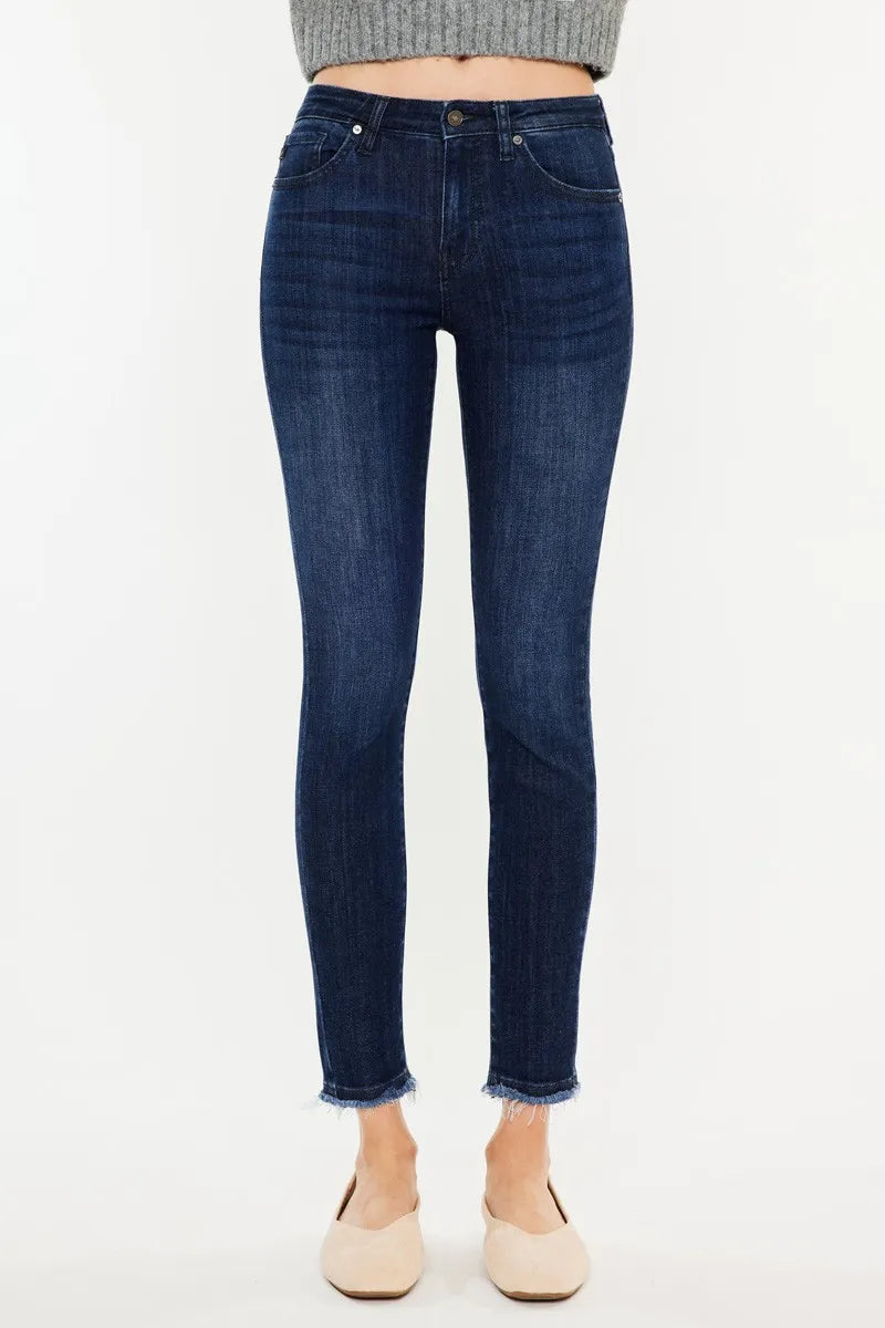 High-Rise Slim Fit Raw Hem Ankle  Jeans Front