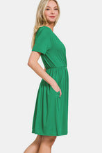 Load image into Gallery viewer, Zenana Surplice Short Sleeve Brushed DTY Dress