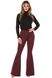 GJG Denim Leopard Bell Bottom Jean in Burgundy