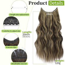 Load image into Gallery viewer, Invisible Wire Hair Extensions Transparent Headband  4 Secure Clips, 19D185H002