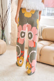 Davi & Dani Flower Printed Casual Cozy Full Long Wide Pants