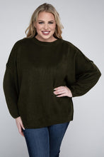 Load image into Gallery viewer, ZENANA Plus Oversized Round Neck Raw Seam Melange Sweater