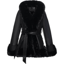 Load image into Gallery viewer, Thick Faux Fur, Faux Fur Leather Jacket Women , 2X, 20A-196T007