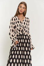 Load image into Gallery viewer, Davi &amp; Dani Polka Dot Ruffled Long Sleeve Pleated Maxi Dress