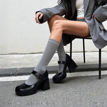 Load image into Gallery viewer, High Chunky Platform Closed Toe Block Heels Shoes, Size 8, 18BB-185S001