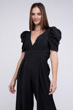 Load image into Gallery viewer, Nuvi Apparel V Neck Puff Sleevw Jumpsuit