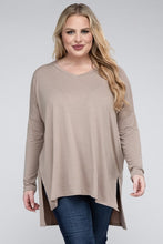 Load image into Gallery viewer, ZENANA Plus Dolman Sleeve V-Neck Side Slit Hi-Low Hem Top