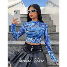 Load image into Gallery viewer, Y2K Long Sleeve Mock Mesh Neck Top, SMALL, 1LL-164T002