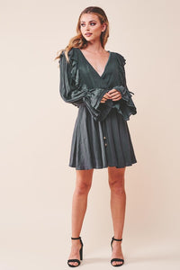 One and Only Collective Inc RUFFLE SURPLICE TIED MINI DRESS