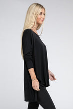 Load image into Gallery viewer, ZENANA Dolman Long Sleeve V-Neck Side Slit Hi-Low Hem Top