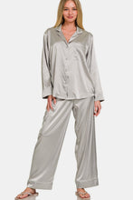 Load image into Gallery viewer, Zenana Satin Long Sleeve Shirt and Pants Pajama Set