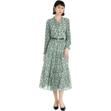 Load image into Gallery viewer, Vintage Floral Print Long Sleeve Dress, Lace Collar V-Neck Design, 18H-1313D001