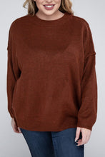 Load image into Gallery viewer, ZENANA Plus Oversized Round Neck Raw Seam Melange Sweater