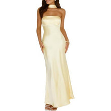 Load image into Gallery viewer, Satin Strapless Elegant Silk Backless Halter Neck Dresses, XL, 4N-149D007