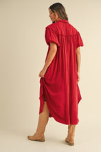 Load image into Gallery viewer, Annie Wear Mineral Washed Button Down Puff Sleeve Shirt Dress