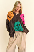 Load image into Gallery viewer, Davi &amp; Dani Contrast Smile Round Neck Oversize Sweater