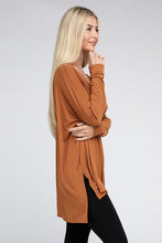 Load image into Gallery viewer, ZENANA Dolman Long Sleeve V-Neck Side Slit Hi-Low Hem Top