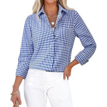 Load image into Gallery viewer, Plaid Button Down Gingham Top, Size Large, 15K-156T002