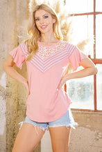 Load image into Gallery viewer, Orange Farm Clothing Multi Fabric Contrast Ruffle Sleeve Knit Top