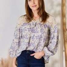 Load image into Gallery viewer, Lace Detail Printed Blouse Front