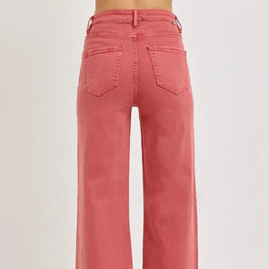 High Rise Tummy Control Wide Leg Jeans, Size 5(27) Back