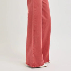 RISEN Full Size High Rise Tummy Control Wide Leg Jeans, Size 5(27), B005