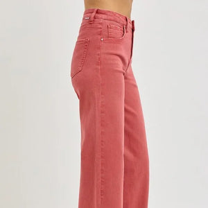 High Rise Tummy Control Wide Leg Jeans, Size 5(27) Side