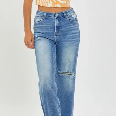 RISEN Full Size High Rise Frayed Hem Wide Leg Jeans Size 2XL B007