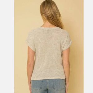  Short Sleeve Bottom Twist Top Back