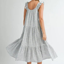 Load image into Gallery viewer, MABLE Floral Ruffle Shoulder Tiered Midi Dress, Medium, D004