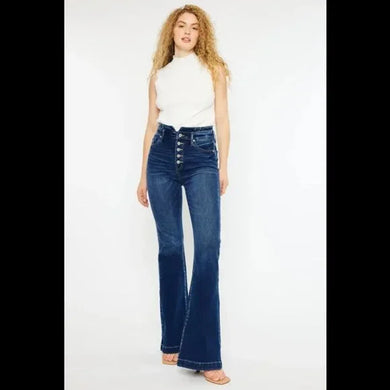 Kancan Button Fly High Rise Flare Jeans, 11/29, B012