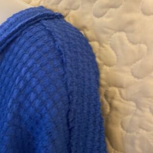 Zenana Blue Brushed Waffle Exposed Seam Top, size S/M, T009