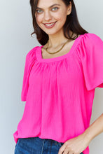 Load image into Gallery viewer, Ninexis Keep Me Close Square Neck Short Sleeve Blouse in Fuchsia