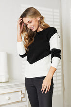 Load image into Gallery viewer, Double Take Two-Tone Openwork Rib-Knit Sweater