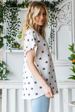 Load image into Gallery viewer, Heimish Full Size Star Print Short Sleeve V-Neck Waffle Knit T-Shirt