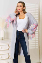 Load image into Gallery viewer, Woven Right Fringe Sleeve Dropped Shoulder Cardigan