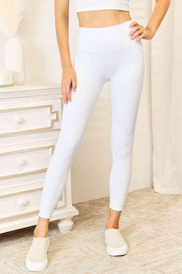 white Wide Waistband Sports Leggings