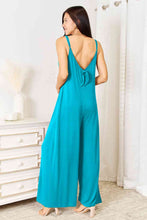 Load image into Gallery viewer, Double Take Full Size Soft Rayon Spaghetti Strap Tied Wide Leg Jumpsuit