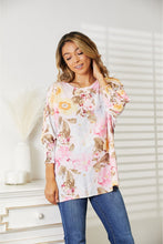 Load image into Gallery viewer, Double Take Floral Round Neck Three-Quarter Sleeve Top